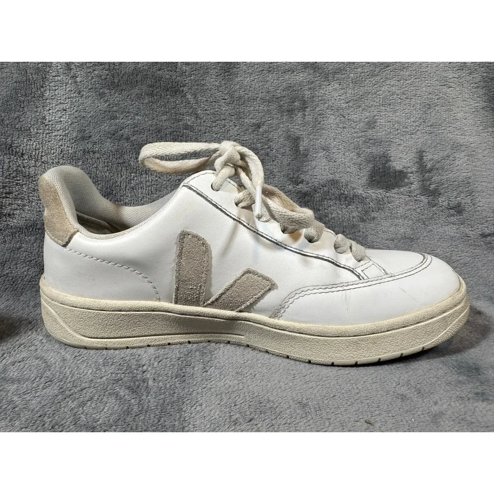 VEJA V-12 Shoes Womens Size 4 White Leather Logo Casual EU 35‎ Brazil Sneakers